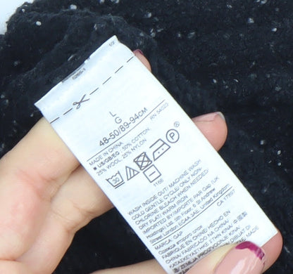 GAP Womens Black L Crew Neck Wool Cotton Knit Jumper