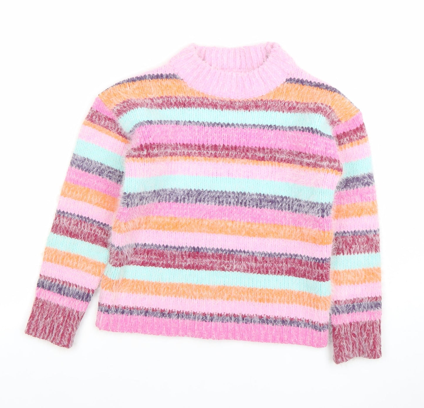 Next Girls Multicoloured Striped Knit Pullover Jumper Size 7 Years