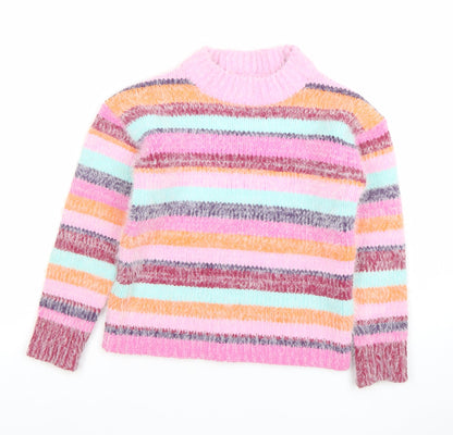 Next Girls Multicoloured Striped Knit Pullover Jumper Size 7 Years