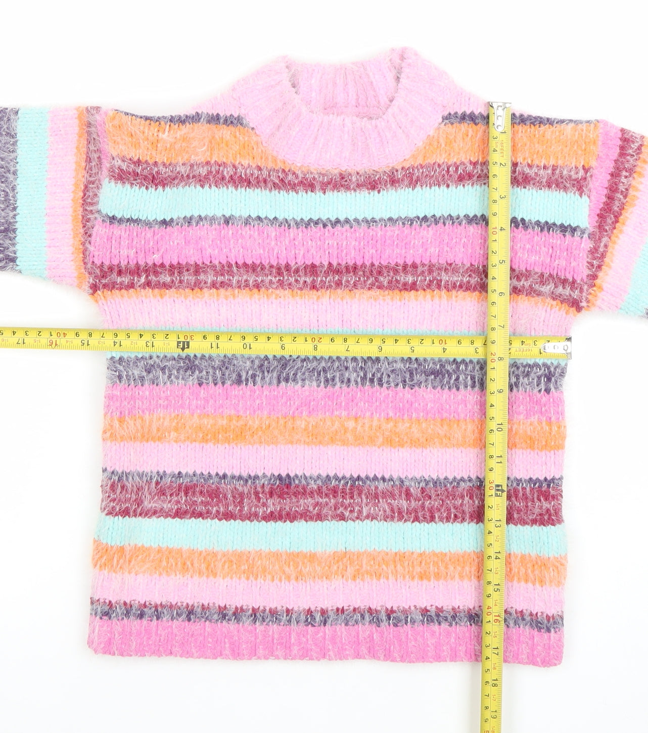 Next Girls Multicoloured Striped Knit Pullover Jumper Size 7 Years