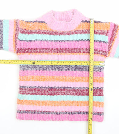Next Girls Multicoloured Striped Knit Pullover Jumper Size 7 Years