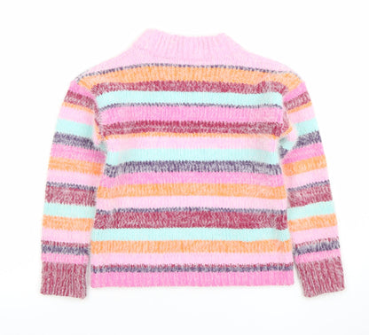 Next Girls Multicoloured Striped Knit Pullover Jumper Size 7 Years