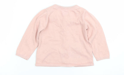 H&M Girls Pink Animal Pocket Cotton Knit Cardigan 6-9 Months