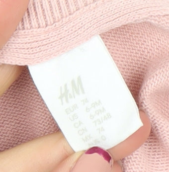 H&M Girls Pink Animal Pocket Cotton Knit Cardigan 6-9 Months