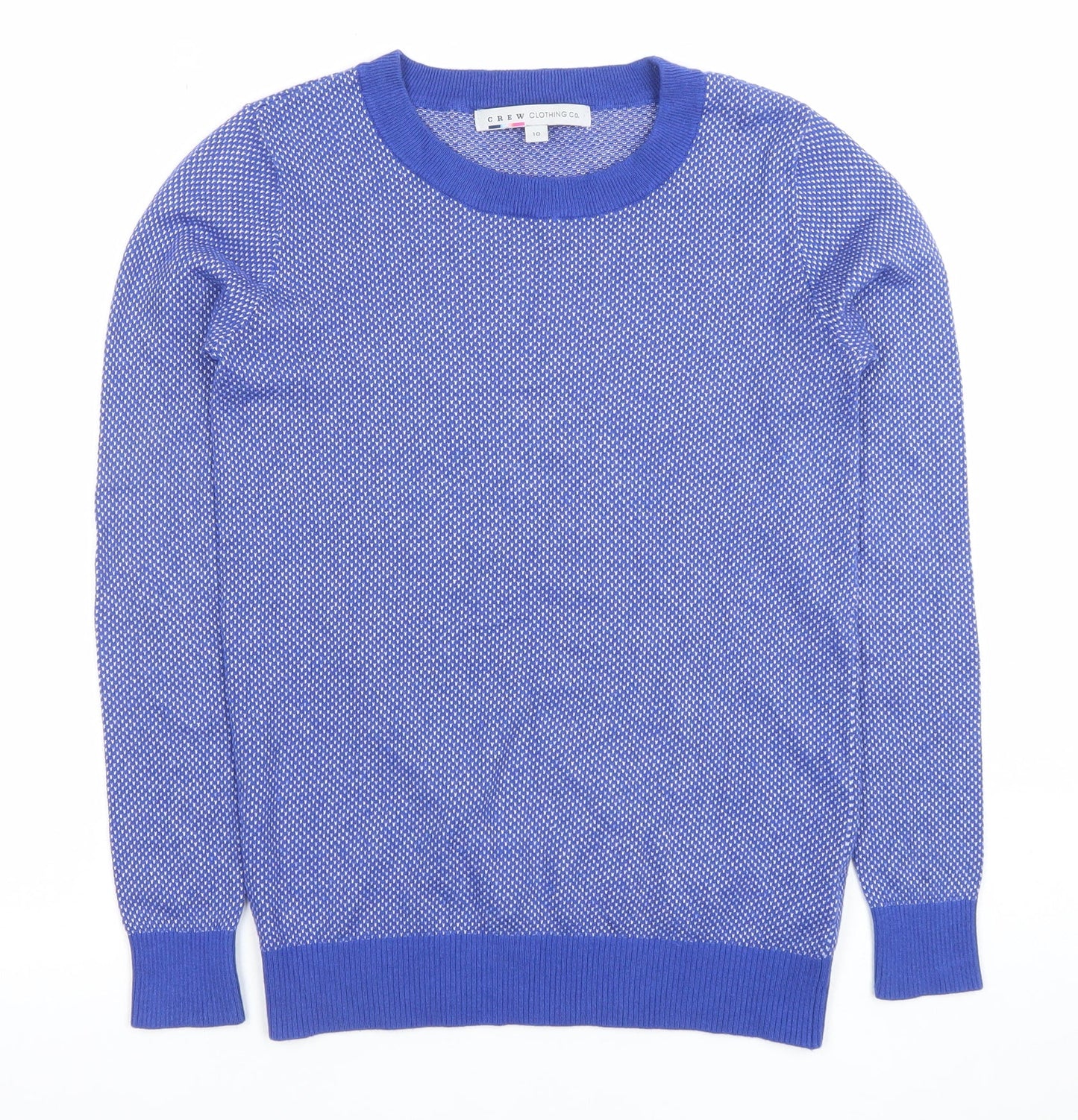 Crew Clothing Co. Women Blue Cotton Blend Crew Neck Jumper Size 10