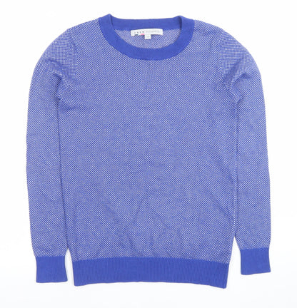 Crew Clothing Co. Women Blue Cotton Blend Crew Neck Jumper Size 10