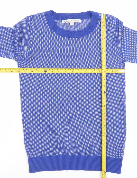 Crew Clothing Co. Women Blue Cotton Blend Crew Neck Jumper Size 10