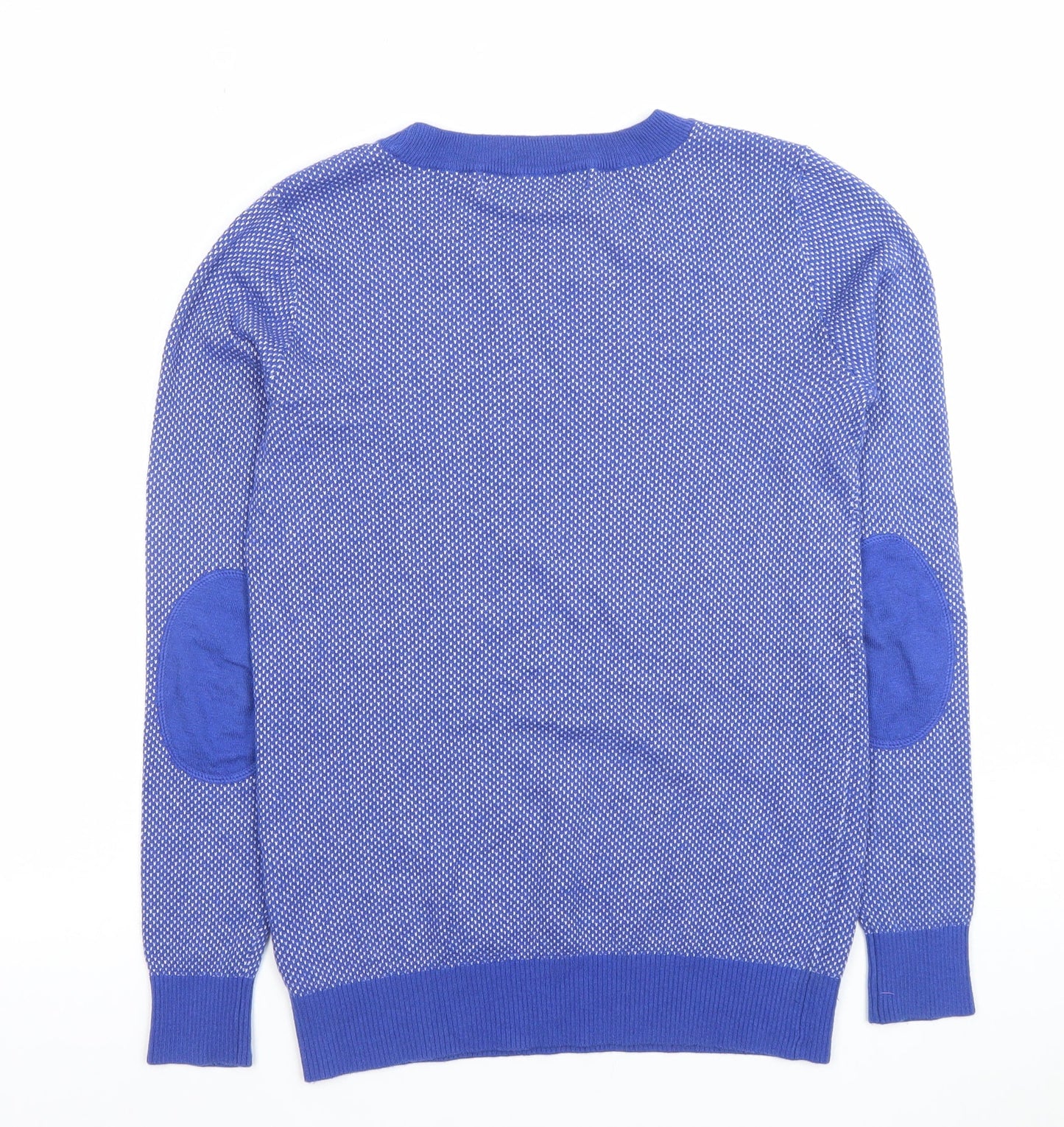 Crew Clothing Co. Women Blue Cotton Blend Crew Neck Jumper Size 10