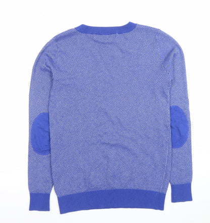 Crew Clothing Co. Women Blue Cotton Blend Crew Neck Jumper Size 10