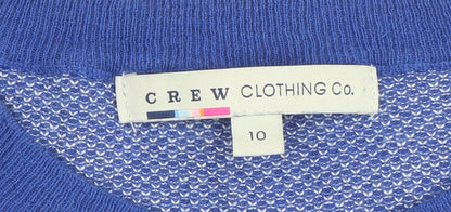 Crew Clothing Co. Women Blue Cotton Blend Crew Neck Jumper Size 10
