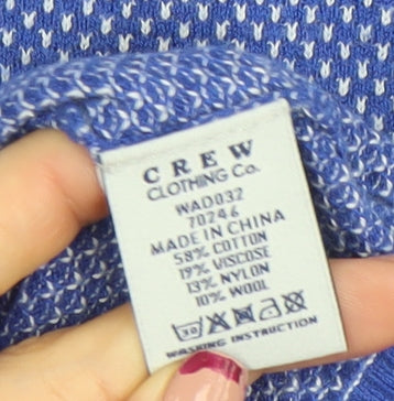 Crew Clothing Co. Women Blue Cotton Blend Crew Neck Jumper Size 10