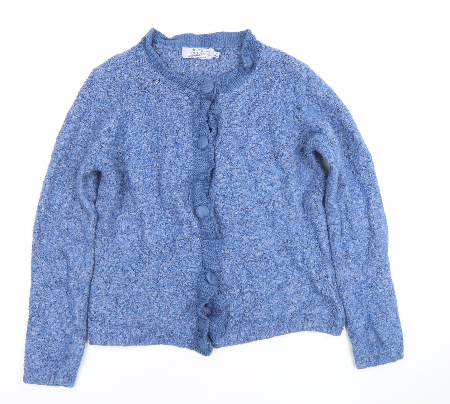 Honor Millburn Women Blue Cardigan Knit Medium 14-16 Acrylic Wool Blend