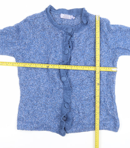 Honor Millburn Women Blue Cardigan Knit Medium 14-16 Acrylic Wool Blend