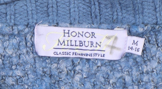 Honor Millburn Women Blue Cardigan Knit Medium 14-16 Acrylic Wool Blend