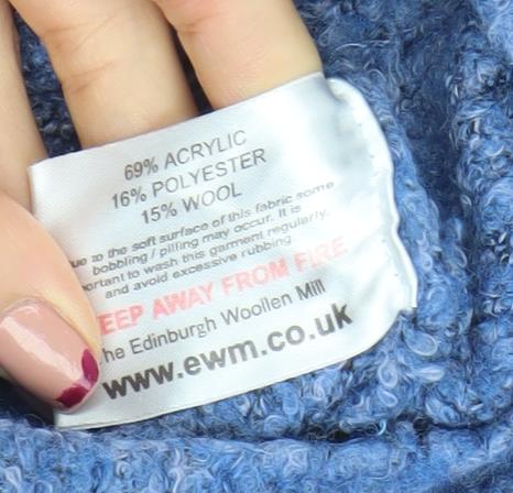 Honor Millburn Women Blue Cardigan Knit Medium 14-16 Acrylic Wool Blend