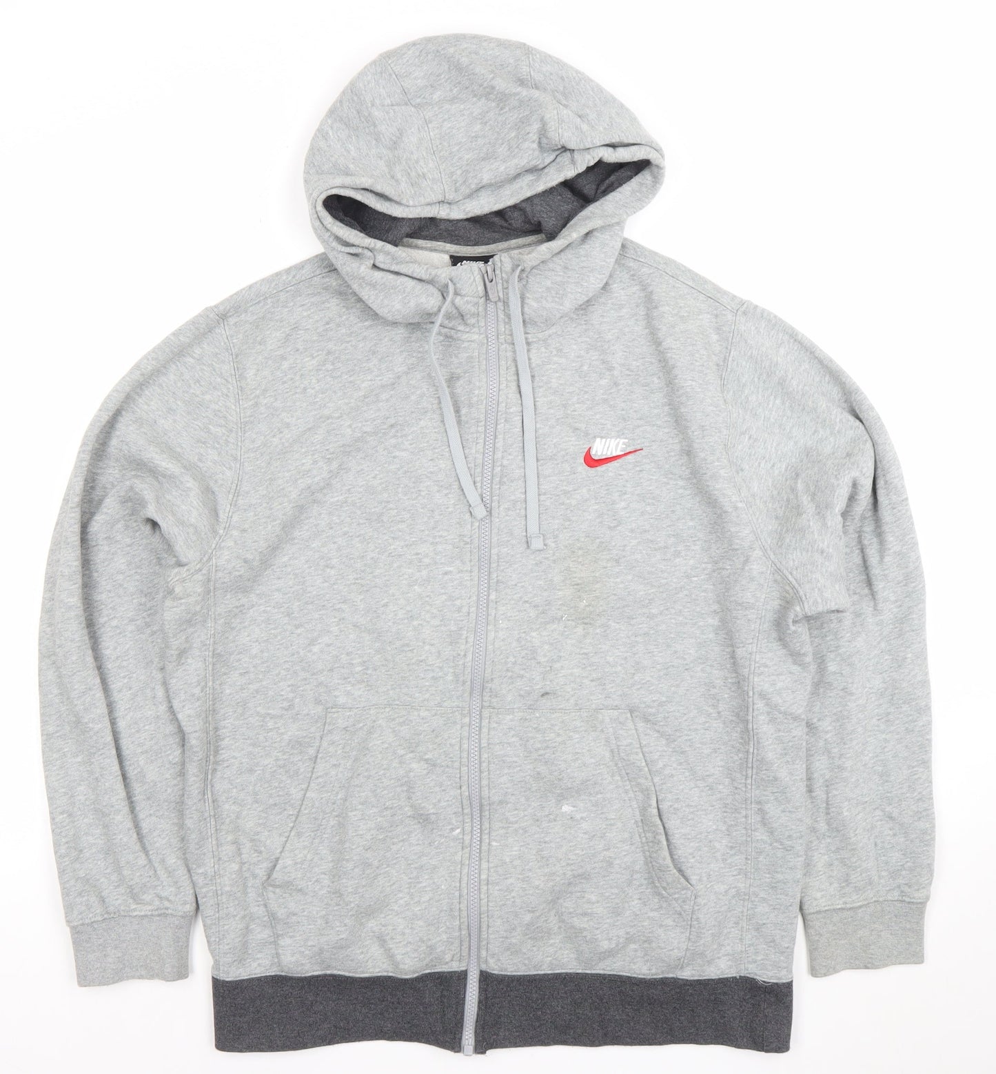 Mens UK Size L Nike Grey Full Zip Hoodie