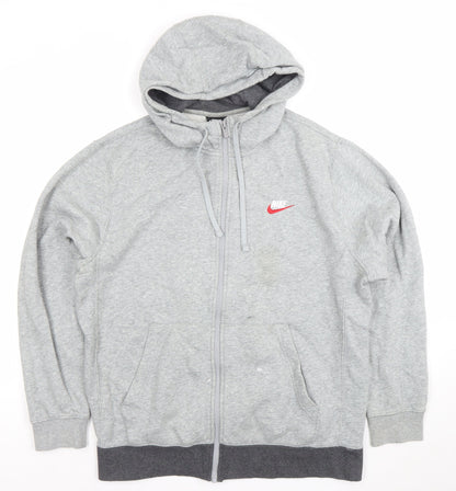 Mens UK Size L Nike Grey Full Zip Hoodie