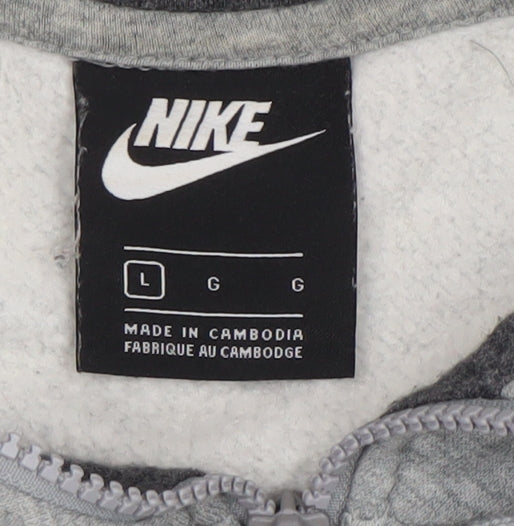 Mens UK Size L Nike Grey Full Zip Hoodie