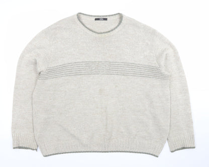Marks and Spencer Men's Beige Wool Blend Crew Neck Jumper Size L
