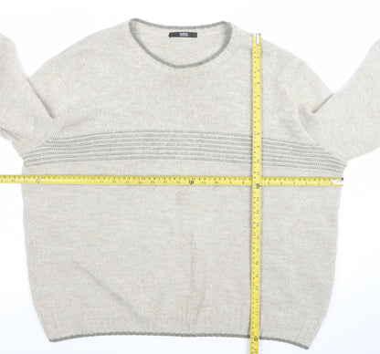 Marks and Spencer Men's Beige Wool Blend Crew Neck Jumper Size L