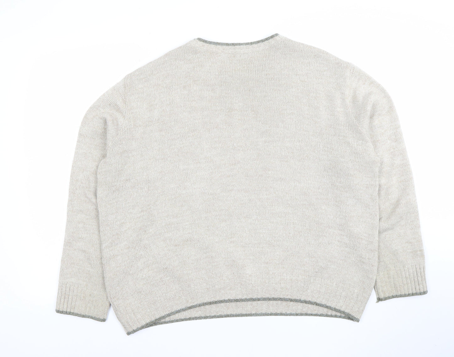 Marks and Spencer Men's Beige Wool Blend Crew Neck Jumper Size L