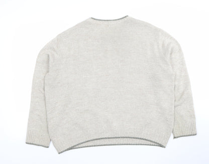 Marks and Spencer Men's Beige Wool Blend Crew Neck Jumper Size L