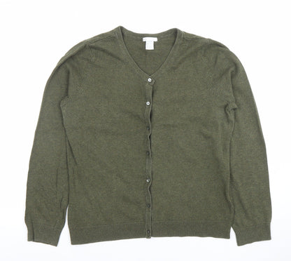 H&M Women’s Green Cotton V-Neck Button Cardigan Size 12