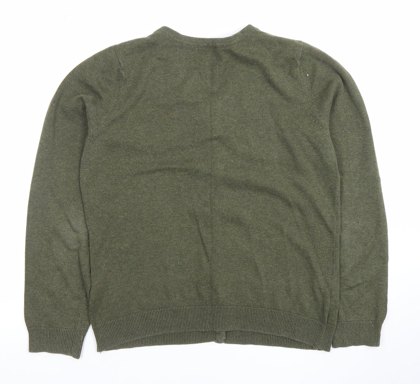 H&M Women’s Green Cotton V-Neck Button Cardigan Size 12