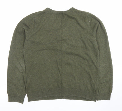 H&M Women’s Green Cotton V-Neck Button Cardigan Size 12