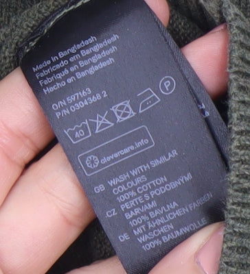 H&M Women’s Green Cotton V-Neck Button Cardigan Size 12