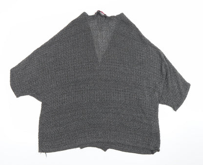 Boohoo Women's Grey Open Knit Short Sleeve Cardigan S