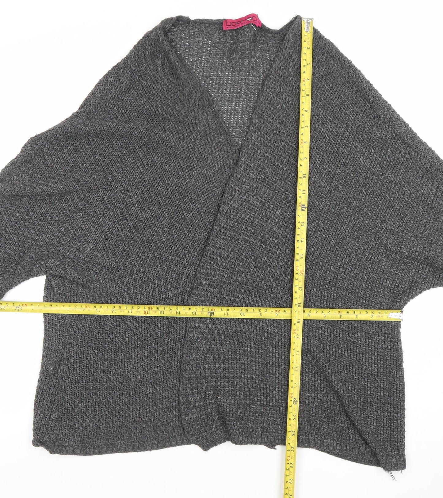 Boohoo Women's Grey Open Knit Short Sleeve Cardigan S