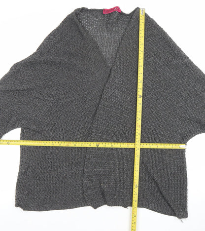 Boohoo Women's Grey Open Knit Short Sleeve Cardigan S
