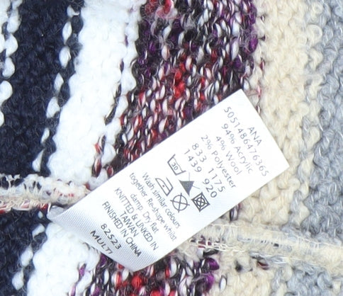 George Women Beige Multicoloured Size 24 Striped Open Knit Cardigan