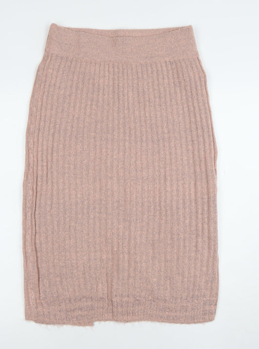 Brave Soul Women Beige Knit Pencil Skirt Size L Elastic Waist