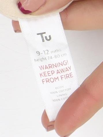 Tu Beige Hooded Knitted Cardigan 9-12 Months Unisex Baby Cotton Lined