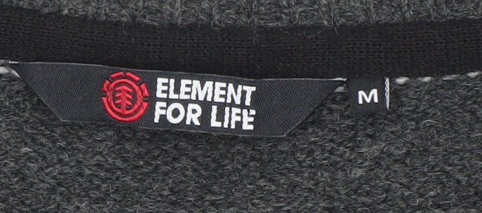 Element Men Grey Striped V-Neck Wool Blend Jumper Size M