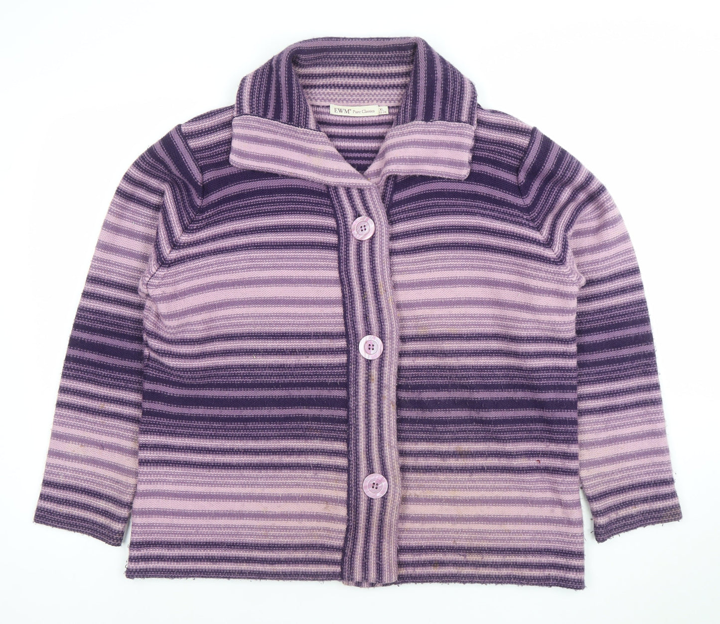 EWM Women’s Purple Striped Collared Cardigan XL 22-24 Acrylic Knit