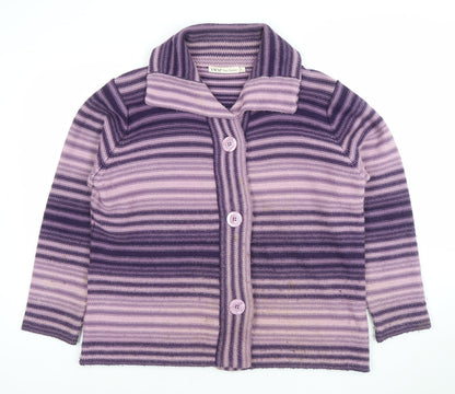EWM Women’s Purple Striped Collared Cardigan XL 22-24 Acrylic Knit