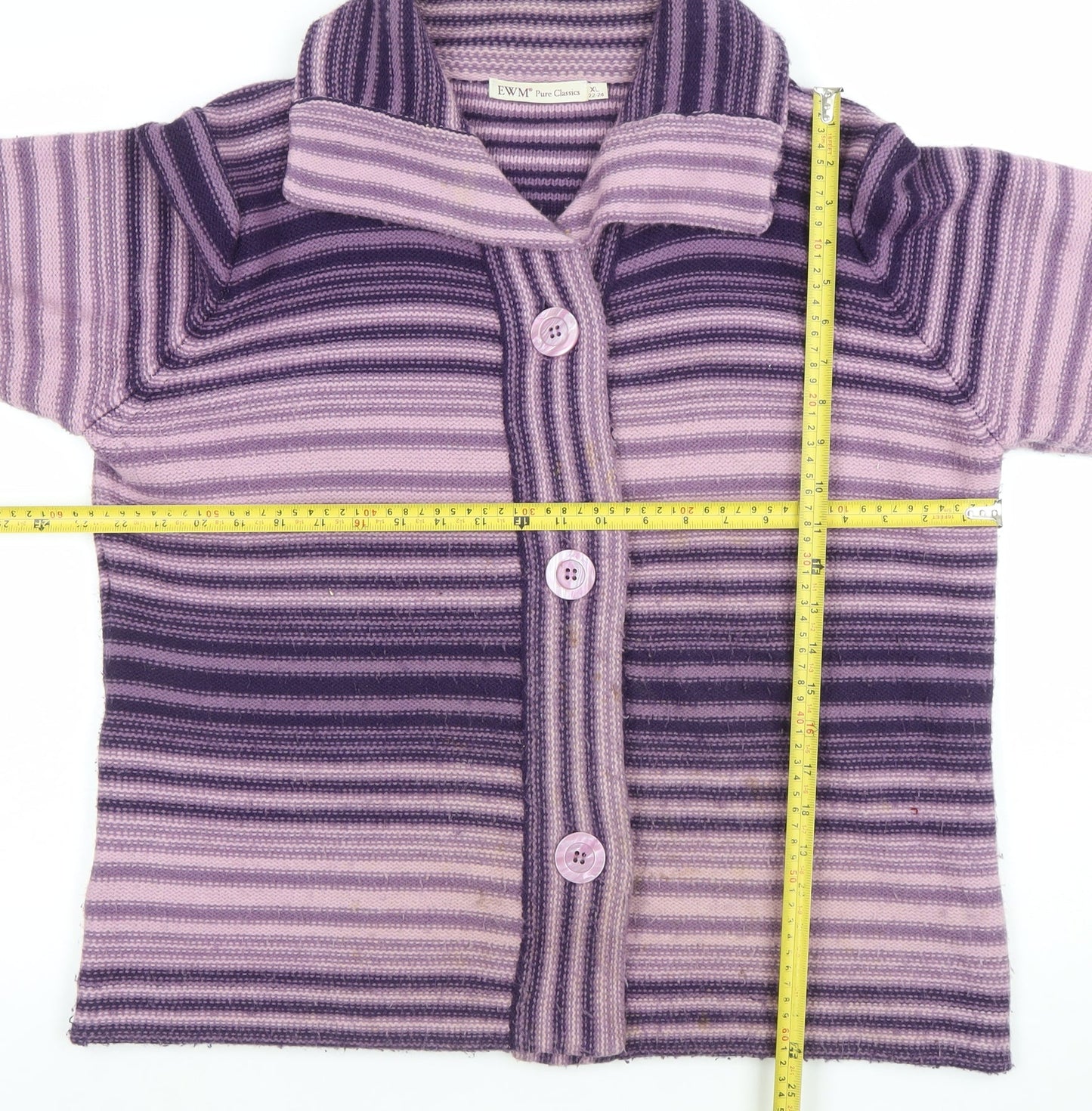 EWM Women’s Purple Striped Collared Cardigan XL 22-24 Acrylic Knit