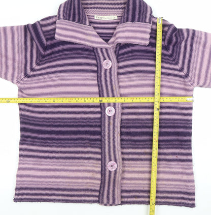 EWM Women’s Purple Striped Collared Cardigan XL 22-24 Acrylic Knit