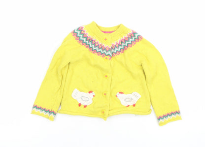 Baby Boden Yellow Fair Isle Animal Cardigan 12-18 Months Unisex Knit
