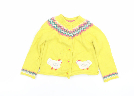 Baby Boden Yellow Fair Isle Animal Cardigan 12-18 Months Unisex Knit