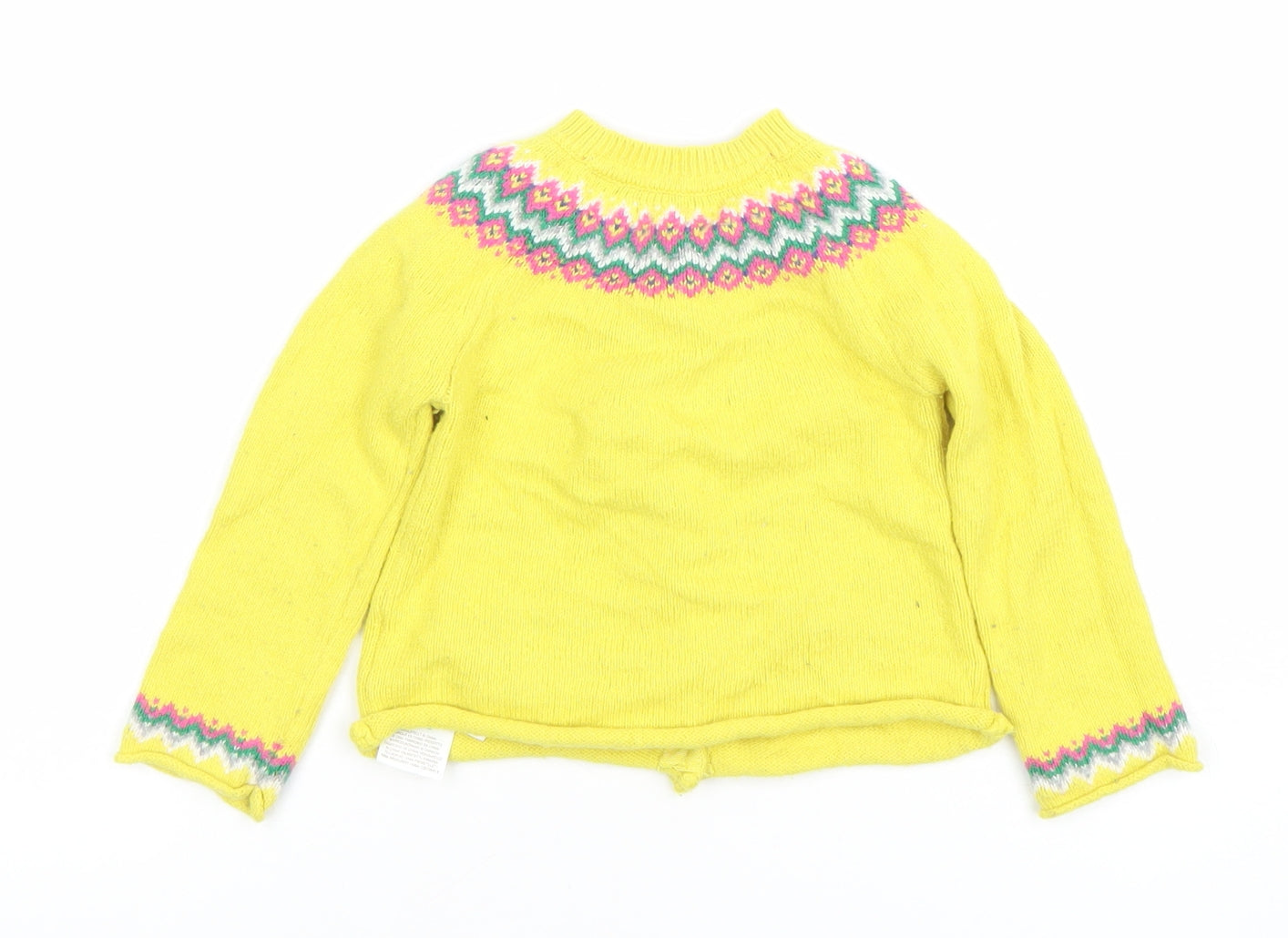 Baby Boden Yellow Fair Isle Animal Cardigan 12-18 Months Unisex Knit