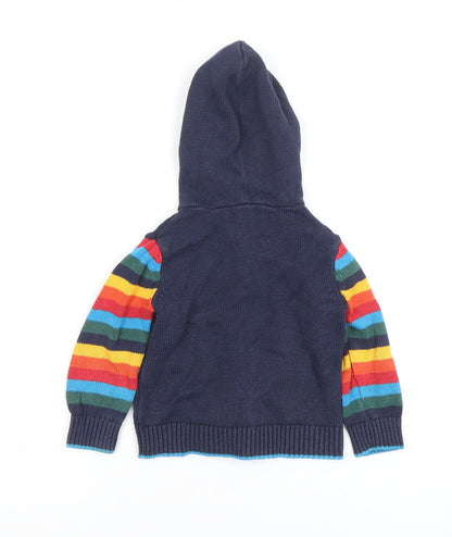 Bluezoo Unisex Baby Navy Dinosaur Knit Hooded Full Zip Jumper 12-18 Months