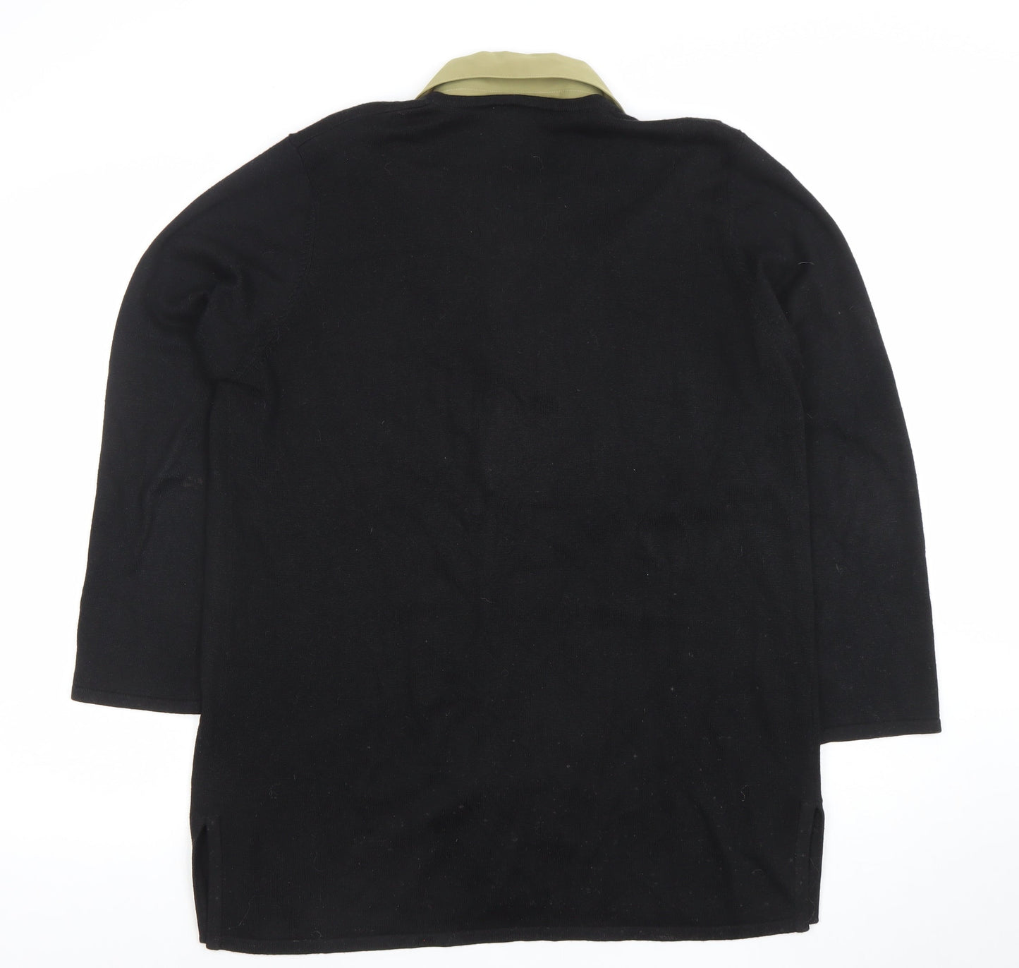 Country Casuals Women’s Black Floral Embroidered Collared Cardigan L