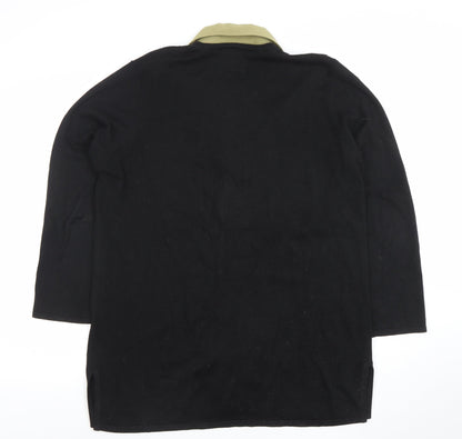 Country Casuals Women’s Black Floral Embroidered Collared Cardigan L