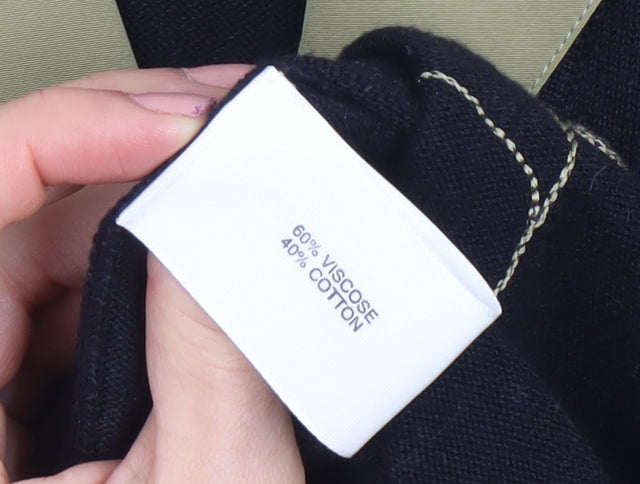 Country Casuals Women’s Black Floral Embroidered Collared Cardigan L