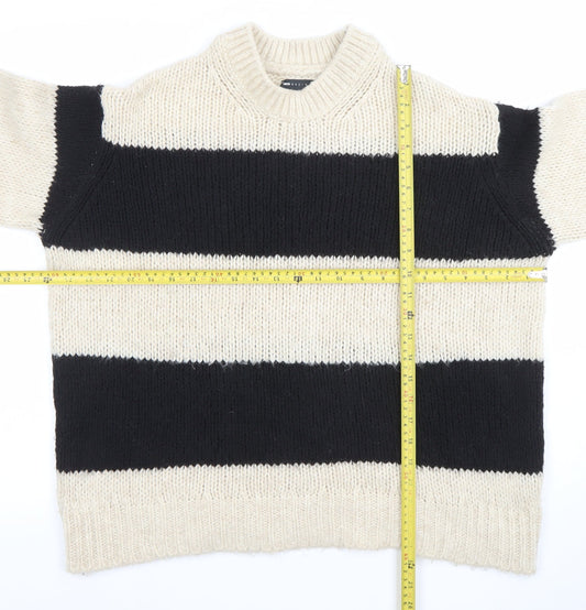 ASOS Women’s Black & Beige Striped Chunky Knit Pullover Jumper XS