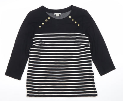 Womens UK Size 14 Zara Black Basic T-Shirt